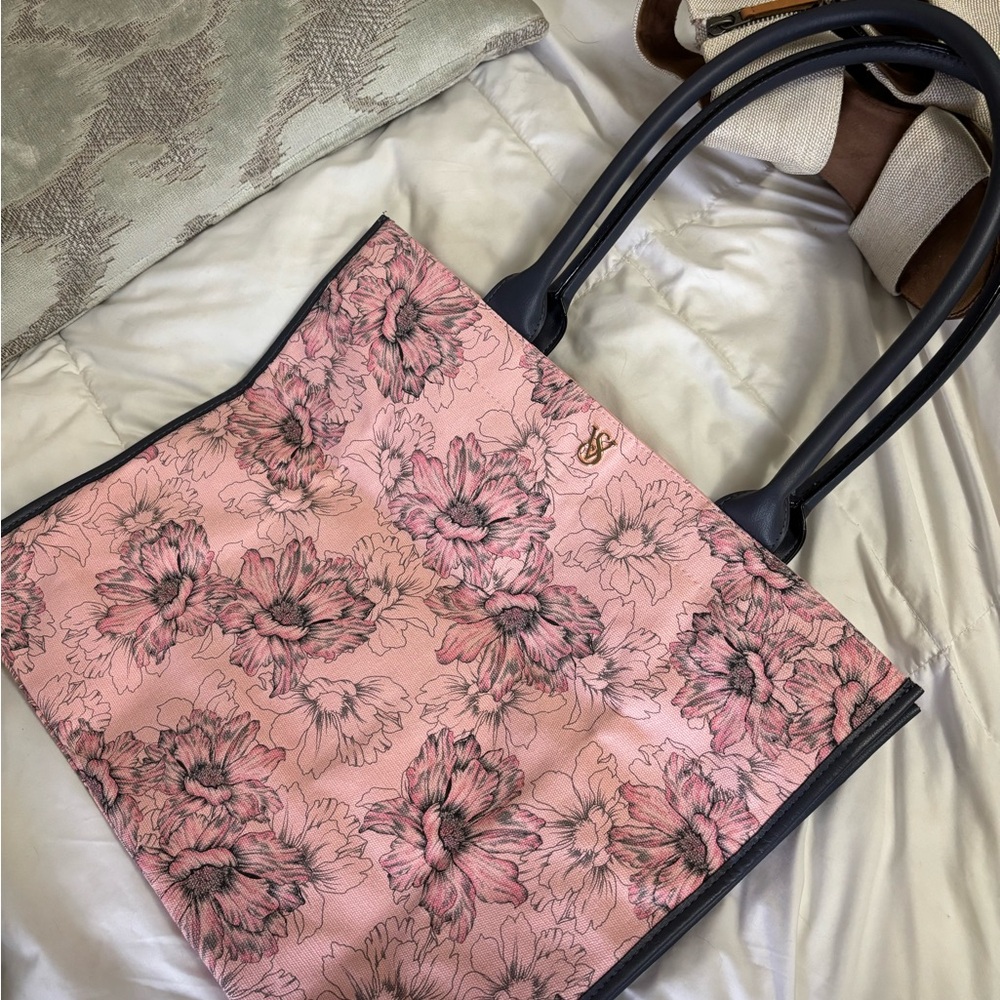 Victoria's Secret Pink Floral Tote with Black Accents